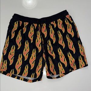 Vintage Y2K No Boundaries Flame Fire Tribal Board Beach Shorts Mens Sz L (36-38)